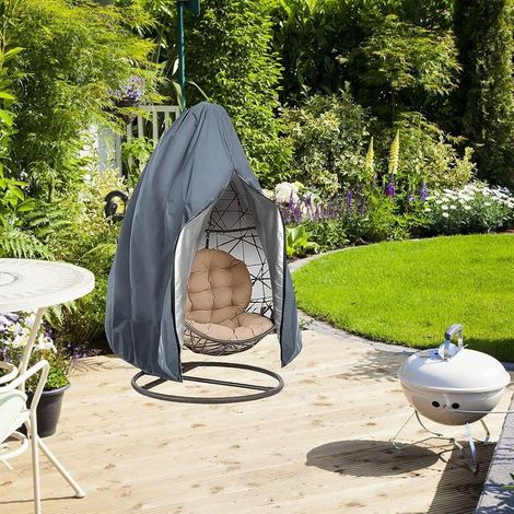 Salons de jardin Patio Suspendus Oeuf Chaise Couverture Rotin Extérieur en Osier Balanoire Chaise étanche Anti-Poussière Couverture De Meubles De Jardin avec Fermeture à Glissière,231×200cm,gris (1/4)