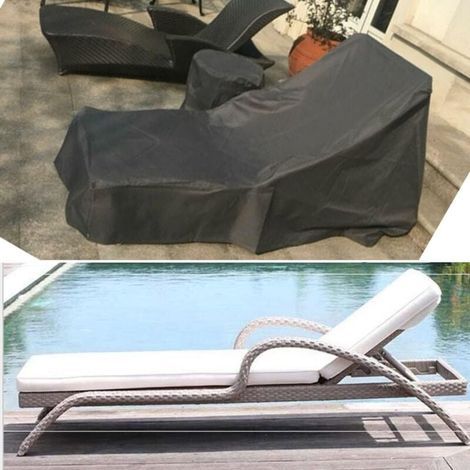 Housse pour Chaise Longue Jardin. Tissu Oxford 210D.Chaise Longue de Jardin Noire. Tissu Oxford sur Les Meubles de Balcon de Jardin. (1/4)