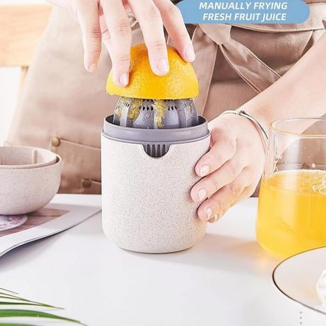 Pressoir Agrume Manuel - ABS Alimentaire - Pour Orange Citron Pamplemousse Grenade Raisin - 2 Pièces - Beige Et Bleu (1/5)