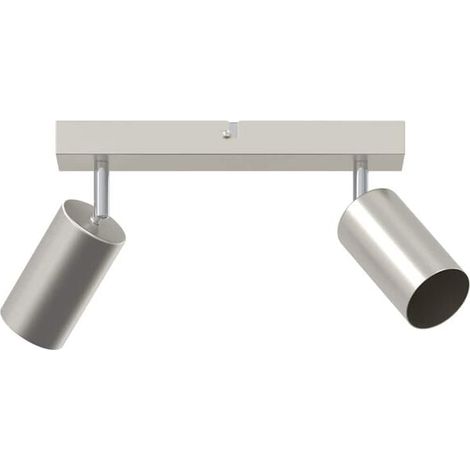 Spot de plafond nickelé, 26 x 6 x 16 cm, matériau métallique. (1/5)