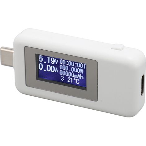 Multimètre numérique USB-C KWS 1802C (tension, courant, puissance) de type C, 0-5,1 A, 4-30 V, 0-155 W, autonomie de 0 à 99 heures, pour laboratoires. (1/5)