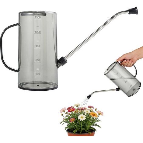 Regadera de 1000 ml，Diseño de boquilla larga，Adecuada para plantas de interior y exterior，suculentas y flores，Regadera con escala de medición (1/5)