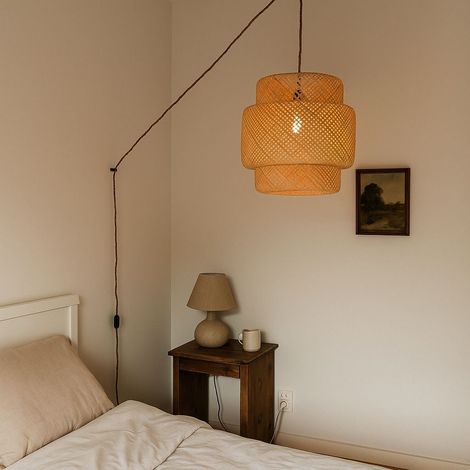 "JENSEN" Korbpendelleuchte - Ø50cm - Mit Schalter und Stecker -