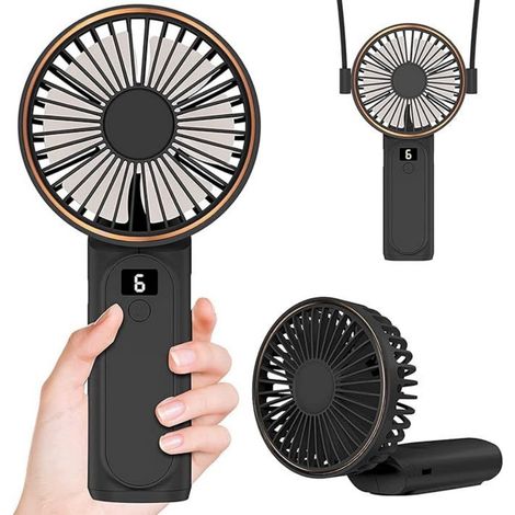 Ventilateur portable - Mini ventilateur - Rechargeable - Batterie externe - 6 vitesses - Mini ventilateur tour de cou - Rechargeable par USB - 65 x 50 x 170 mm (1/5)