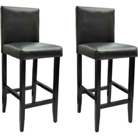 Tabourets de bar avec dossier marron Similicuir Axal - Lot de 2 (1/4)