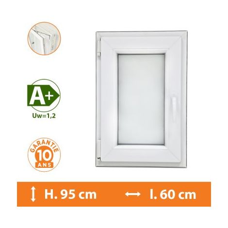 Fenêtre 1 Vantail Blanc - Tirant Gauche - H.95 x l.60 cm (1/5)