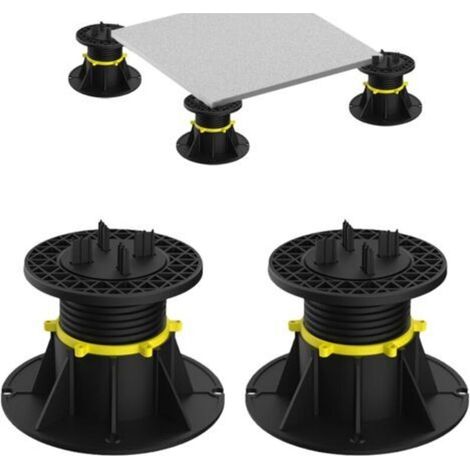 2 pièces plots terrasse réglable, universels et roulements à plaques, pour bois, pierre, usage extérieur (7-11 cm) (1/5)