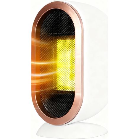 Chauffage électrique portable 1200 W (usage intérieur), mini chauffage de table PTC à chauffe rapide, idéal pour le bureau et la chambre, avec protection anti-basculement et protection contre la surch (1/5)