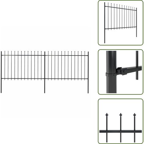 Recinzione con punte a lancia - vidaXL Recinzione Giardino con Punta a Lancia in Acciaio 3,4x1,2 m Nera - Recinzione per casa
