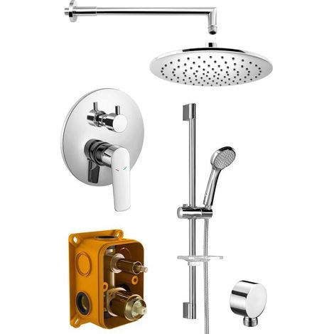 SCHMITZ Ensemble de douche à encastrer avec mitigeur monocommande, 2 sorties, Chromé (1/4)
