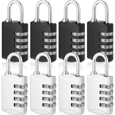Lot de 8 cadenas à combinaison résistants aux intempéries avec code numérique, cadenas à combinaison avec code réinitialisable, pour casier, salle de gym, armoire, abri, moulinet, portail (1/5)