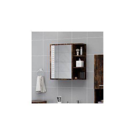 Armoire à miroir de salle de bain Chêne fumé 62,5x20,5x64 (1/5)
