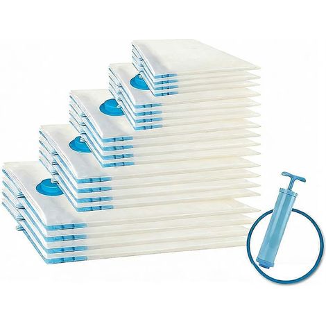 Lot de 20 Vacuum sacs de rangement Space Saver Compression sacs 4 Jumbo 4 grand 4 Medium 4 petit 4 Roll avec Hand Pump (1/5)
