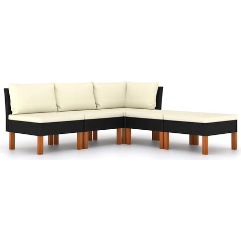 Salon de jardin 5 pcs Contemporain, Ensemble repas de jardin, avec coussins Résine tressée Noir OIB4191E (1/4)
