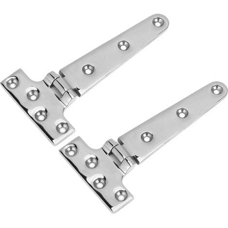 316 Stainless Steel T-Shaped Door Hinge, 2 Pieces, Heavy Duty Universal Hardware for Marine Boats, 6x3 inches (1/5)