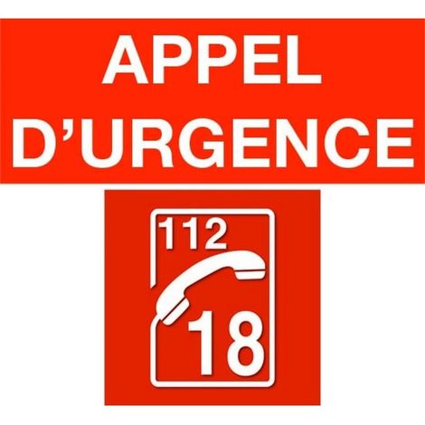 Jeu de 2 stickers (APPEL D'URGENCE & 112/18 sur fond rouge) pour IXDVFLBPR - AIPHONE STICKER-SDIS
