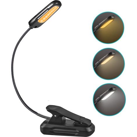 Lampe de Lecture 9 LED Liseuse Lampe Clip Rechargeable USB 9 Modes de Luminosité et 3 Température de Couleur, 360°Cou Flexible Lampe Pince pour Lit, Livre, Veilleuse pour Nuit et Lampe de Chevet ,Lamp