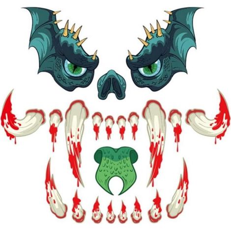Sticker Monstre Halloween - 2 Yeux 2 Nez 2 Sourcils 9 Crocs - Pour Porte Arche Garage Fenêtre Voiture - 15,7 Pouces (1/5)