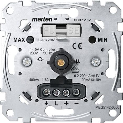 MERTEN MEG5142-0000 VARIATEUR POUSSOIR ROTATIF CAPACITIVE 1-10 V POUR TUBES FLUOS ÉQUIPÉS DE BALLAST ÉLECTRONIQUE AVEC ENTRÉE 0/