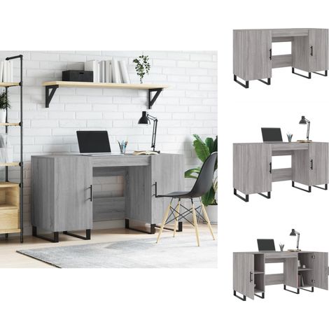 Schreibtische - Living Schreibtisch Grau Sonoma 140x50x75 cm Holzwerkstoff (1/5)