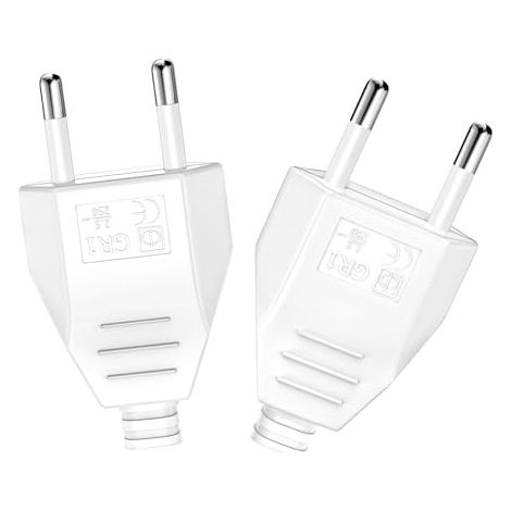 Deux prises plates européennes, 250 V 2,5 A, prises de courant domestiques, adaptées à une installation encastrée ou de remplacement (blanches).