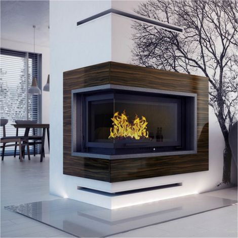 Inserto para chimenea OLIWIA 18 BS cristal en el lado izquierdo puerta de guillotina