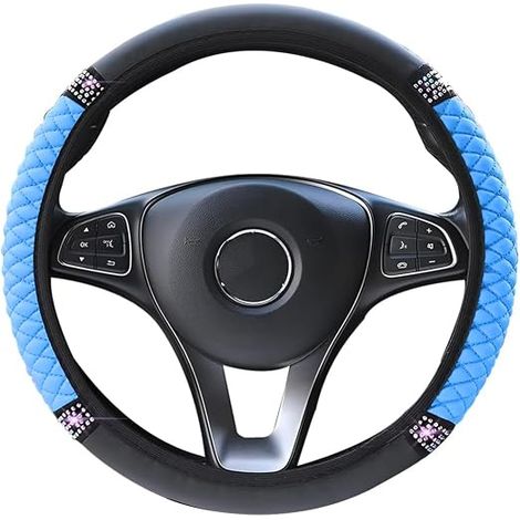 Funda para volante de coche de piel sintética, funda protectora, tamaño universal 37-38 cm, accesorios para coche, decoración interior, protector (1/5)