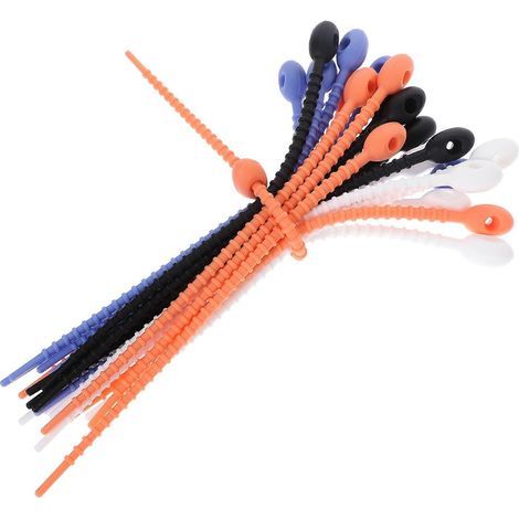 Lot de 24 attaches de câble en silicone, serre-câbles en caoutchouc, accessoires de gestion des câbles-21X1.3X1CM (1/4)