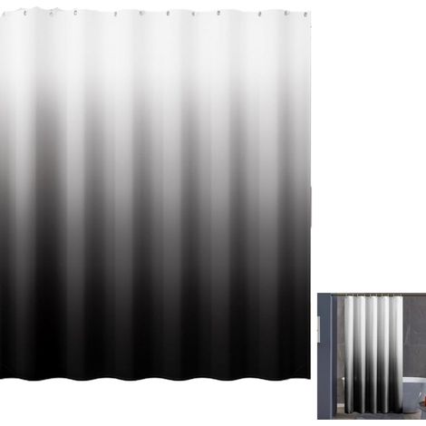 Rideau de douche en tissu ombré Noir - Rideau de douche lavable - Rideau de douche, rideau de bain - Rideau de salle de bain - Rideau de douche style rustique - Accessoires de salle de bain - 180 x 18 (1/5)