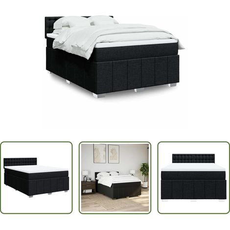 vidaXL Taschenfederkern - Boxspringbett mit Matratze Schwarz 140x200 cm Stoff (1/5)