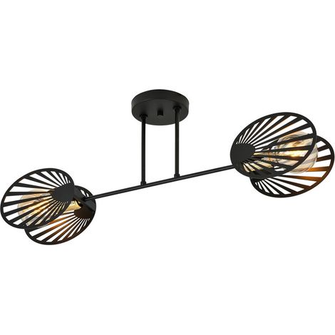 Lampada a Soffitto Talia, Acciaio verniciato a polvere, Nero, 86x31x11 cm