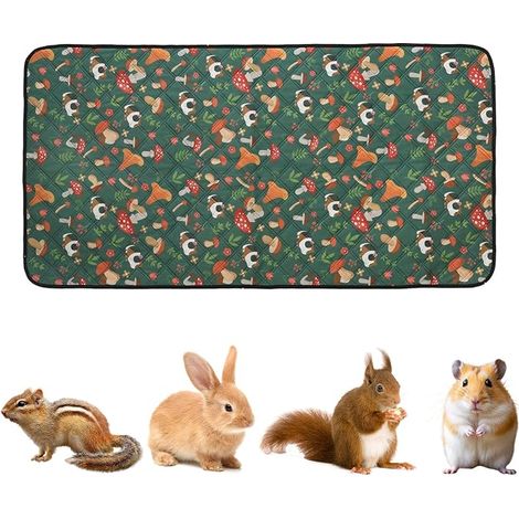 Washable Absorbent Guinea Pig Pee Mat, Guinea Pig Cage Liners, Non-Slip Reusable Urine Pads, 120 x 60 cm (Green Guinea Pigs, 120 x 60 cm) (1/5)