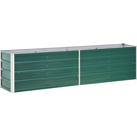 Macetero elevado plantas flores jardín jardín acero galvanizado 240 x 40 x 45 cm verde 020001098 (1/5)