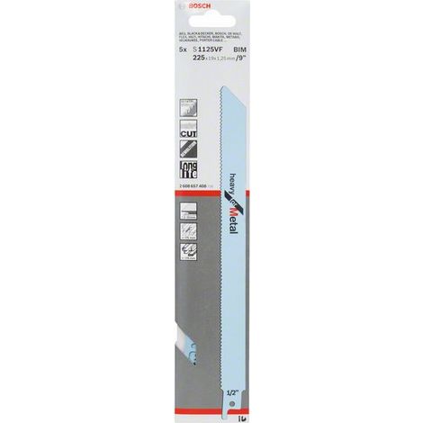 Bosch Accessories 2608657408 Säbelsägeblatt S 1125 VF, Heavy for Metal, 5er-Pack 5 St.