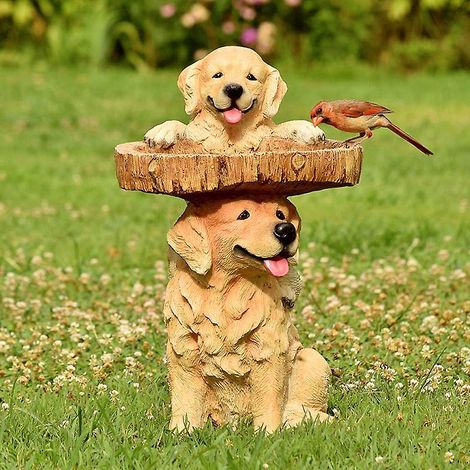 outdoor Birdbath,resin Based Fountain Puppy Bird Feeder For Decorating The Yard (1/3)