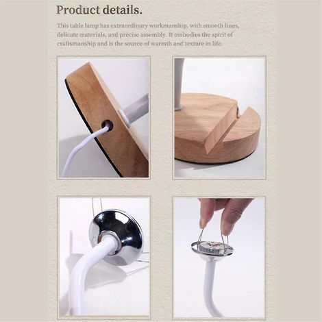 Nordische Tischleuchte mit drei Farben und einstellbarer Helligkeit, USB-Anschluss, Vintage-Stil B (1/5)