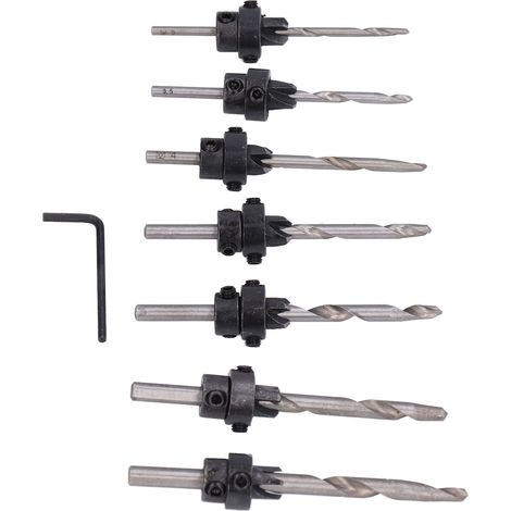 Lot de 8 mèches à chambrer conique acier rapide boîte bois perçage guidé pour menuiserie (1/5)