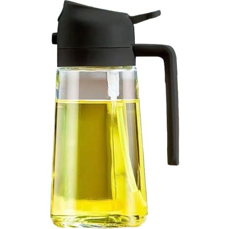 Flacon pulvérisateur rechargeable pour huile et huile d'olive, en verre, 600 ml, noir, étanche.-AquaForge (1/4)