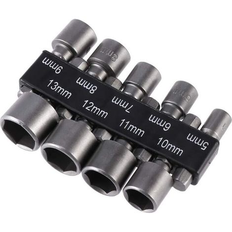 9pcs 5-13mm Imperial Socket Drill Bit Set with Impact Nut for 1/4" Hex Shank Drill