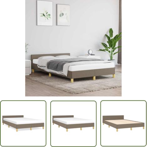 The Living Store Cadre de lit sans matelas taupe 120x200 cm tissu - Cadre De Lit - Lit Double - Lit Avec Têtière - Literie - Meuble Chambre (1/5)