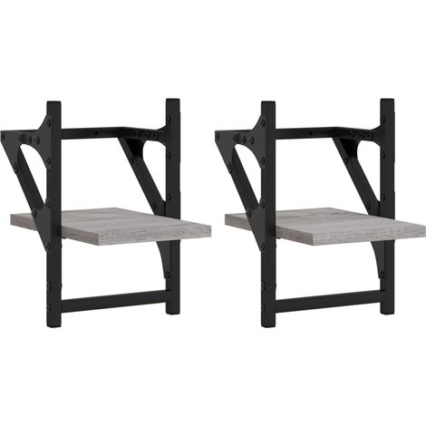 Maison Exclusive - Wandregale mit Stangen 2 Stk. Grau Sonoma 20x2