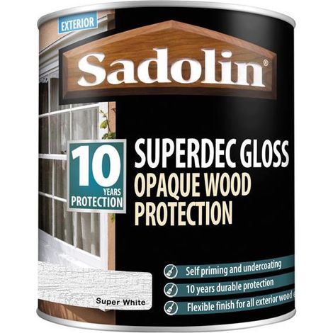 Sadolin 5028850 Superdec Opaque Wood Protection Super White Gloss 1 litre SAD5028850