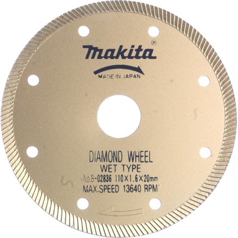 Makita – Disque diamant pour meuleuse 110 mm – Coupe à l'eau pour béton et marbre – Bord continu 20 mm – Épaisseur 2,0 mm - B-22034