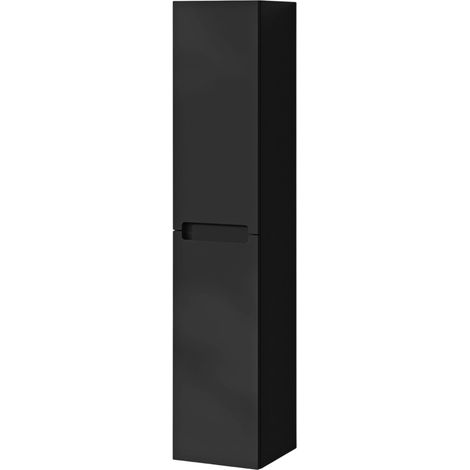 BERNSTEIN - Mobiletto pensile Colonna portaoggetti 35x170x35cm (LxAxP) Anta blu notte opaco con chiusura ammortizzata, 5 anni di garanzia - VIREO Nero opaco