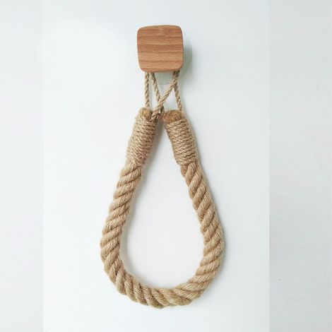 1PC Toilet Paper Holder Bathroom Kitchen Hemp Rope Towel Rack Bathroom Paper Holder Hemp Rope Square Piece (1/3)