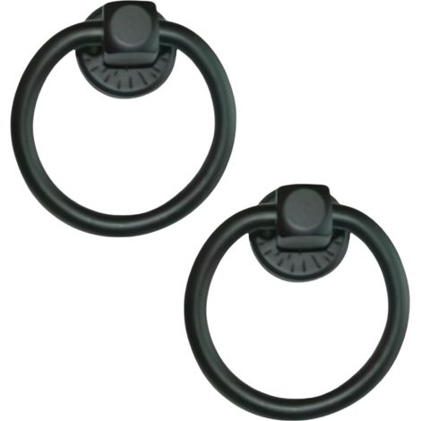 Lot de 2 poignée de tirage noire,poignée ronde robuste, boutons de meubles boutons de cuisine anneaux de tiroir - Format : 5.2 x 11 cm (1/4)