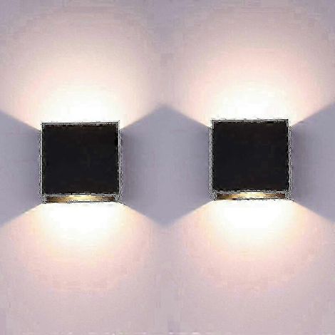 Appliques murales carrées en aluminium à LED, lot de deux, faible consommation et éclairage uniforme (1/5)