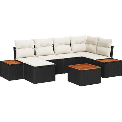 Maison Exclusive - Set Divano da Giardino 7 pz 6-Numero di posti Nero e Crema (1/5)