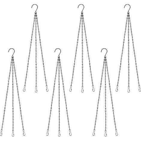 Hängekette 6 teilig Pflanzenhänger Metall Hängeampel Hängetopf Hängeketten Zubehör Schwarz Hängende Eisenkette mit Haken 57 cm (1/5)