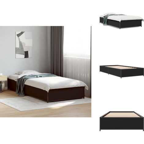 Cadre de lit sans matelas noir 90x190 cm - Cadre De Lit - Lit Double - Lit Noir - Lit Design - Meuble Chambre (1/5)